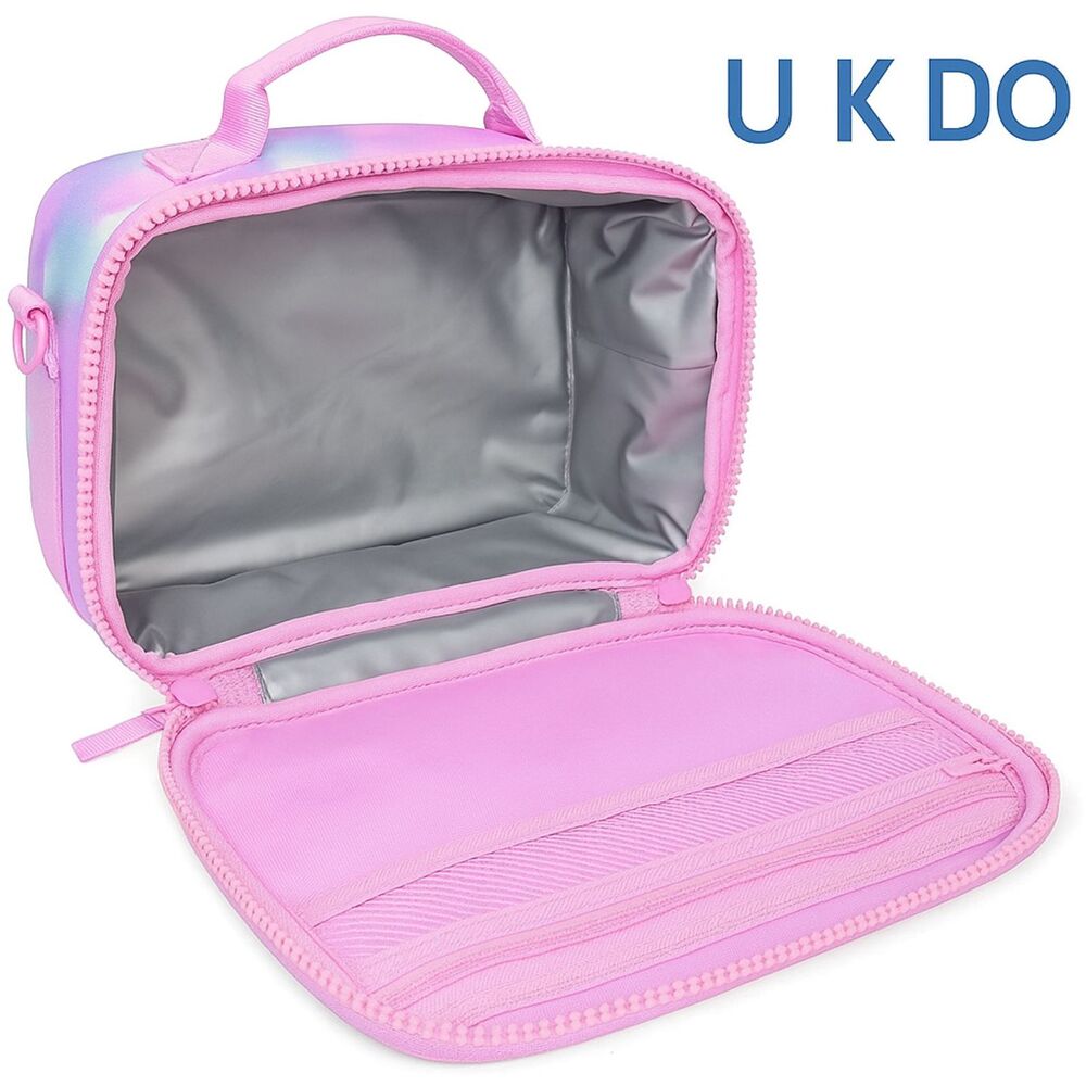 Tie Dye Insulated Lunch Bag Neoprene Pink Crossbody Kids & Adults Leak-Proof - Picture 4 of 6